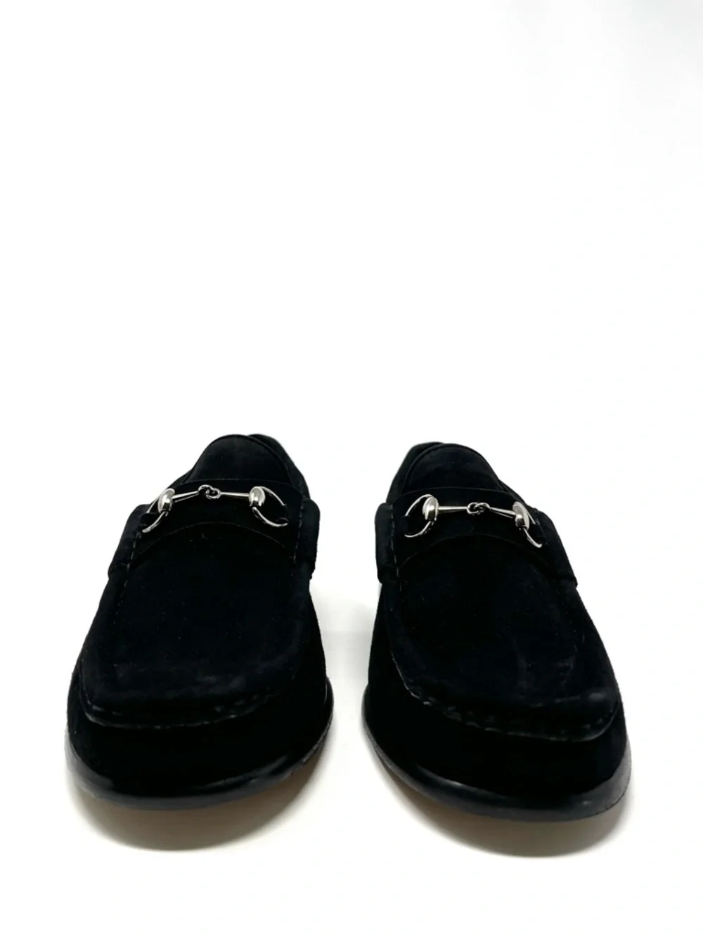 NEW Vintage Gucci 90s Y2K Horsebit Loafers Shoes Black Suede Leather Chunky 7.5 - Picture 4 of 12